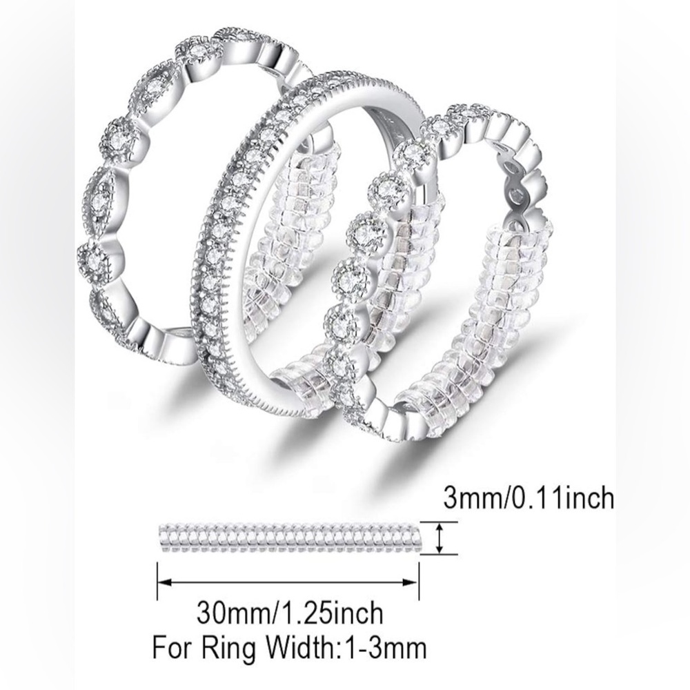 A21. 3 Pcs 2mm Women Stackable Eternity Rings 18K White Gold Plated CZ - Size 9 - Picture 3 of 4